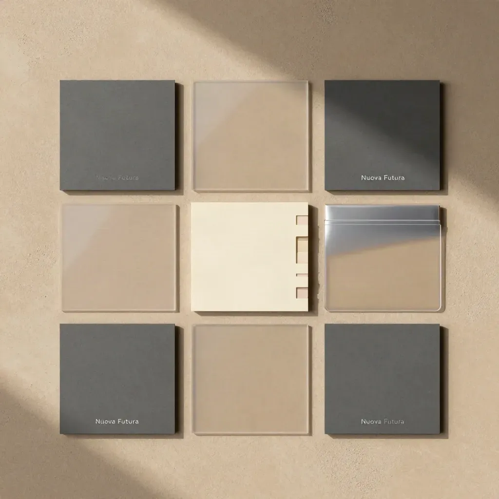 Flat lay dall'alto di kit per analisi di mercato con carte, overlay trasparenti e divisori